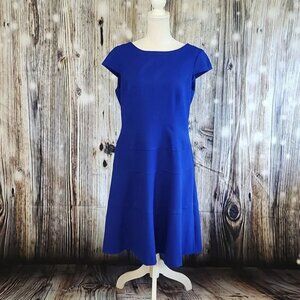 Classic Cap-Sleeve A-Line Dress in Royal Blue
